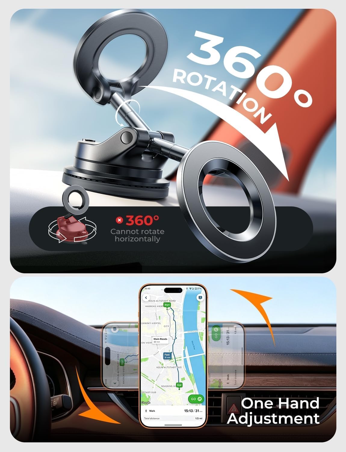 LISEN A608 Magnetic Dashboard Phone Mount – Space Black