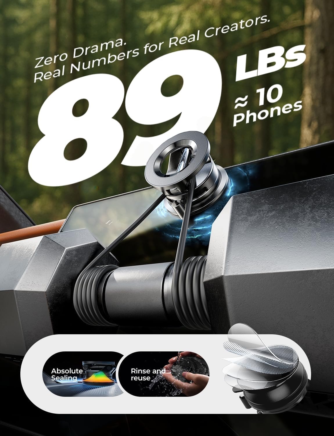LISEN A608 Magnetic Dashboard Phone Mount – Space Black